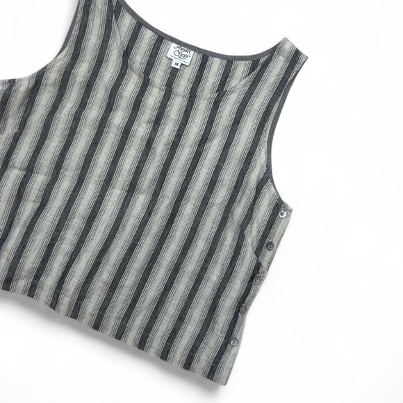 Margaret O’Leary Linen Striped Tank Top Blouse Sleeveless Medium European Summer - Picture 2 of 7